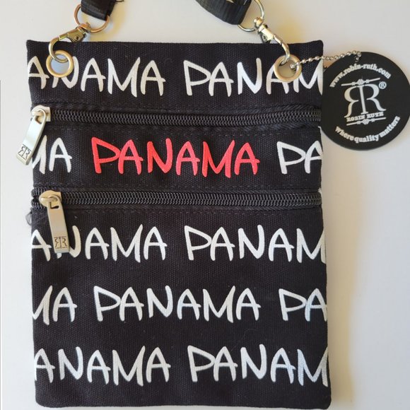 ROBIN RUTH Panama Black Canvas Travel Crossbody Messenger Bag Purse NWOT - Picture 2 of 6